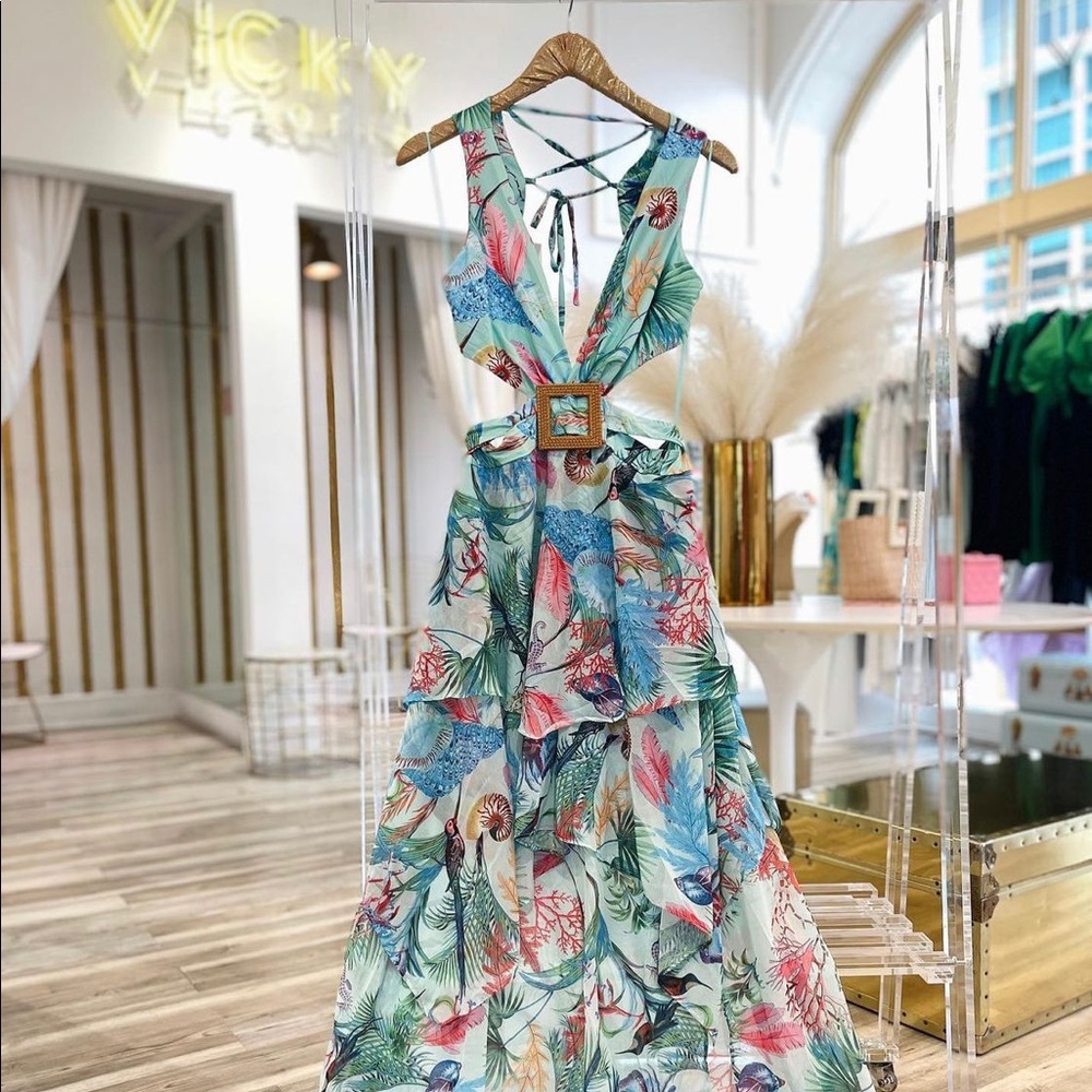 Trendy summer cutout flowy dress.